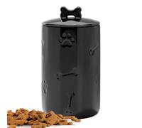 NIXBYO Recipiente hermético para golosinas para perros, 9 x 5 pulgadas, color negro, grande, de cerámica, para mostrador de cocina, tarro de galletas para perros con tapa, contenedor de almacenamiento