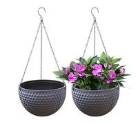 Nixiara Cesta De Jardinera Colgante - Macetas Colgadas, Cestas De Jardinería Cestas | Macetas Colgantes Interiores, Cesta De Resina 2PCS con Agujeros Agotados, Ligueros Completos