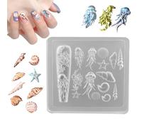 Nixiara Forma de silicona para uñas, forma de cortaúñas - Molde de decoración de talla de uñas - Silicona 3D Sea Theme Herramientas de molde para resina epoxi fabricación de joyas salón de decoración
