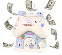 Nixiara Hucha en forma de casa - Bancos para niños, hucha estética - Banco irrompible en diseño de casa de setas con gran capacidad y asa para guardar billetes secretos