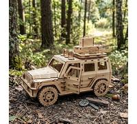 NiXiM 3D puzzle Rompecabezas 3D de madera para coche todoterreno, puertas delanteras y traseras que se pueden abrir, ruedas giratorias, tecnología de corte láser, modelo de coche de madera DIY