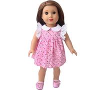 NIXNUT Ropa de muñeca Vestido Rosa de Verano con Encaje para muñeca American Girl de 18 Pulgadas con patrón de Flores