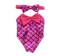 NIXNUT Ropa para Muñecas Vestido Traje de Baño de Verano Monos con Diadema y Lazo para Muñeca American Girl de 18 Pulgadas con Patrón de Escamas de Pez