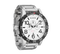 NIXON 51-30 Chrono A1389-300m resistente al agua reloj analógico de moda para hombre, Plateado/Blanco Lume, Casual