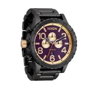NIXON 51-30 Chrono A1389-300m resistente al agua reloj analógico de moda para hombre, plomizo/mora/dorado, One Size, Crono 51-30