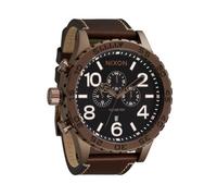 NIXON 51-30 Chrono A1392-300m resistente al agua reloj analógico de moda para hombre, Chocolate/tostado oscuro/marrón, 51mm, 51-30 Chrono Leather