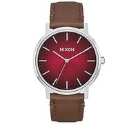 Nixon A1058-2695-00 - Reloj Hombre Porter Leather 40mm, Marrón/Rojo