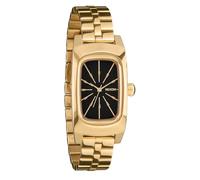 Nixon Frankie A1441-100m Reloj analógico para Mujer Resistente al Agua (Esfera Rectangular de 47 x 24 mm, Correa de Pulsera de 3 eslabones de 14 mm con Cierre de Mariposa), Mediados de Siglo/Dorado