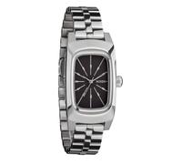 NIXON Frankie A1441-100m Reloj analógico para mujer resistente al agua (esfera rectangular de 47 x 24 mm, correa de pulsera de 3 eslabones de 14 mm con cierre de mariposa), Mediados de siglo/plateado