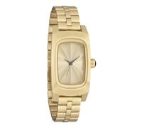 NIXON Frankie A1441-100m Reloj analógico para mujer resistente al agua (esfera rectangular de 47 x 24 mm, correa de pulsera de 3 eslabones de 14 mm con cierre de mariposa), Sand Drift/Gold/Gold