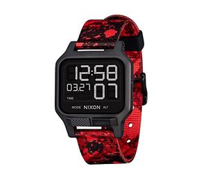 NIXON Heat A1320 - Black/Red - 100M Water Resistant Men's Ultra Thin Digital Sport Watch (38mm Watch Face, 20mm PU/Rubber/Silicone Band)