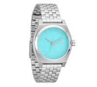 NIXON Medium Time Teller A1130-100m - Reloj analógico para mujer, resistente al agua, Plateado/ turquesa, Womens Standard, Cajero de tiempo medio