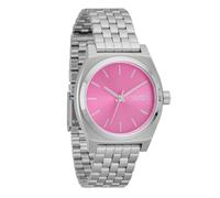 Nixon Medium Time Teller A1130. Reloj de mujer resistente al agua hasta 100 m (esfera de reloj de acero inoxidable de 31 mm), Plateado/Rosado, Womens Standard, Cajero de tiempo medio