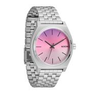 NIXON Time Teller A045 - Reloj analógico para hombre resistente al agua hasta 100 m (esfera de reloj de 37 mm, correa de acero inoxidable de 19,5 mm a 18 mm), Plata/amanecer, 37mm, Time Teller