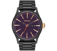 NIXON Sentry SS A356 - Reloj analógico clásico para hombre resistente al agua hasta 100 m (esfera de reloj de 42 mm, correa de acero inoxidable de 23 mm-20 mm), plomizo/mora/dorado, Talla única, Acero