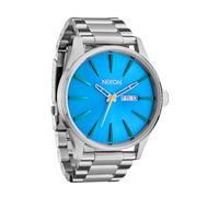 NIXON Sentry SS A356 - Reloj analógico clásico para hombre resistente al agua hasta 100 m (esfera de reloj de 42 mm, correa de acero inoxidable de 23 mm-20 mm), Plata/azul Byron degradado, Mens