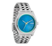 NIXON Time Teller A045 - Reloj analógico para hombre resistente al agua hasta 100 m (esfera de reloj de 37 mm, correa de acero inoxidable de 19,5 mm a 18 mm), Plateado/azul Byron, Mens Standard, Time