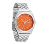Nixon Time Teller A045. Reloj resistente al agua de 100 m (esfera de acero inoxidable de 37 mm), Plata/Mandarina, Una talla, Cajero de tiempo