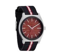 NIXON Time Teller Nylon A1396-100m Reloj analógico unisex resistente al agua (esfera de 37 mm, correa de nailon de 19,5 mm), Plata, palisandro, rayas negras, 20mm, Nailon Time Teller