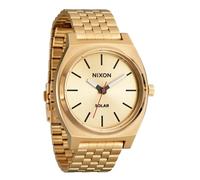 NIXON Time Teller Solar A1369-100m Reloj analógico para hombre resistente al agua con energía solar (esfera de reloj de 40,5 mm, correa de acero inoxidable de 5 eslabones de 20 mm), todo dorado/negro,