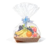 NIXRET Juego de cesta de regalo vacía, cesta para regalos, con lazos de cordón y bolsa de regalo transparente para cesta de regalo, cesta de polipropileno, cajas de pan, para vacaciones y regalos (30