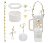 NIXRET Stanley - Juego de accesorios para botella de agua, correa de silicona, bota protectora de silicona para vaso Stanley Cup de 1,2 L y 850 ml, color blanco