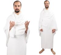 NIYA CONCEPT Ihram Hajj y Omra perelinaje adulto 1350grame Juego de 2 toallas blancas gruesas 110 x 220 cm, 100% algodón natural Origen Turquía higiénicas cómodas y absorbentes
