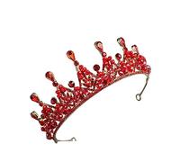 NIYANGLE 1 Pieza Coroa Nupcial de Brillantes Mano para Novias Accesorio para Bodas y Fiestas Rojo para Fotografía Banquetes y Cosplay