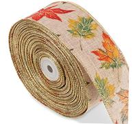 NIYANGLE 1 Rollo Cinta Decorativa Cinta De Alambre De Arpillera De Halloween De Otoño Con Cable De De Bricolaje De Tela Familiar Suministros Caseros Poliéster