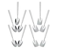 NIYANGLE 10 Piezas Juego de Cucharas de Postre y Cucharas de Helado de Acero Inoxidable Martillado Cabezal de Pala para Servir, Resistentes Corrosión y Uso Diario, Ideales para Fiestas y