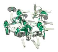 NIYANGLE 100 Piezas de Clavos Metálicos de Dos Patas Verdes para Manualidades, Sujetadores de Papel Tachuelas Redondas, Pequeños Clavitos Artesanales para Scrapbooking y DIY