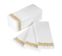 NIYANGLE 100piezas Servilletas Desechables De Lujo Blancas y Doradas Para Fiestas Bodas y Banquetes Toallas De Papel Elegantes Para Eventos y Celebraciones