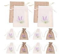 NIYANGLE 12 Bolsitas Elegantes de Lino Sintético con Cordón para Almacenamiento Cómodo y Fácil Apertura, Bolsas Vacías de Color Claro para Regalos y Flores Secas en Diversas Ocasiones