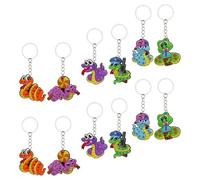 NIYANGLE 12 Llaveros Colgantes de Serpiente de Dibujos Animados Hechos a Mano Coloridos y Ligeros Paquete de 12 Piezas 1 2 3 4 5 6 2 Unidades por Modelo Ideales para Decorar Bolsos