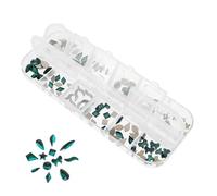 NIYANGLE 120piezas Decoración De Uñas Gemas y Brillantes Rejillas De Accesorios Para Arte De Uñas Piedras y Cuentas Verdes Para Manualidades