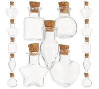 NIYANGLE 15 Botellas Pequeñas de Vidrio Tapón de Corcho, Miniaturas Decorativas Multifunción para Deseos, Colgantes y Bricolaje, Transparentes, Compactas y Aptas para Decoración y Regalos