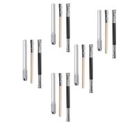 NIYANGLE 15 piezas Extensores de Lápiz Doble Cabeza de Acero Inoxidable y Madera de Unidades Portátiles para Prolongar Lápices Cortos Soporte Resistente para Dibujo y Escritura Escolar