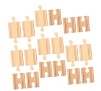 NIYANGLE 18 Piezas Vías de Tren de Madera Accesorios Duraderos para Construcción de Trenes Educativos Rectas Dobles para Ampliar Circuitos de Madera