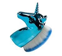 NIYANGLE 1pieza Brocha De Maquillaje Unicornio Para Cosméticos Herramienta De Polvo y Base Mango Azul Para Mujeres y Niñas Diseño Creativo y Práctico Bolsa Incluida