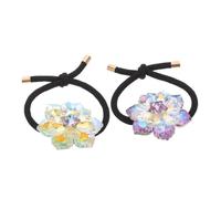 NIYANGLE 2 Piezas Cabellera De De Nieve De Cristal Gomas Para El Pelo Titulares De De Caballo Para Las Mujeres Corbatas Del Pelo De Las Flores Cuerda Elástica Para El Cabello Tela