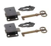 NIYANGLE 2 piezas Conjunto de Cerraduras Clásicas con Llave para Muebles Antiguos de Pestillo Retro para Armarios Cajas de Joyería y Diseño Decorativo Vintage Metal Fácil Instalación y