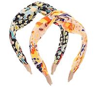 NIYANGLE 2 Piezas Diadema Cruz Estampada Para Mujer Diademas Anudadas De Gasa Para Lavarse La Cara