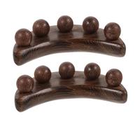 NIYANGLE 2 piezas Herramienta de Masaje Gua Sha de Madera para Rostro y Cabeza Diseño Lunar con Cinco Cuentas Convexas Masaje Manual Portátil para Estimular Meridianos y Mejorar