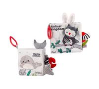 NIYANGLE 2 Piezas Libros para Bebés de Estimulación Visual y Táctil Libro Educativo Resistente y Lavable para Años Esenciales para Bebés con Patrones de Océano y Bosque