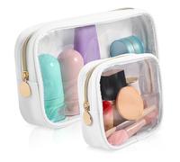 NIYANGLE 2 Piezas Maquillaje Neceser de Viaje Neceser Transparente Cremallera Organizador de Cosméticos Bolsas de Almacenamiento para Maquillaje de Mujer para Viajar