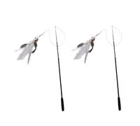 NIYANGLE 2 Piezas Palos para Burlarse de Gatos Estructura Telescópica y Plumas Artificiales, Accesorios para Gatos para Uso en Interiores y Ejercicio