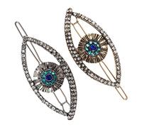 NIYANGLE 2 Piezas Pasadores de Pelo Evil Eye con Horquillas Metálicas Vintage para Mujer Accesorios de Cabello Elegantes y Resistentes Antiguo y Plata