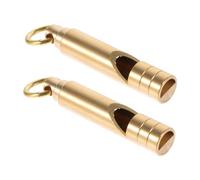 NIYANGLE 2 piezas Silbato de Latón Retro Colgante Llavero Profesional Silbido Agudo para Árbitro Actividades al Aire Supervivencia Entrenamiento