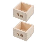 NIYANGLE 2 Piezas Taza de Sake Japonesa Masu Cuadrada de Madera Natural 2 Piezas Caja de Madera Tradicional para Sushi y Restaurante Vajilla Ligera y Portátil para Servir Sake Frío