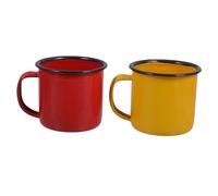 NIYANGLE 2 piezas Tazas Esmaltadas Vintage Taza Café Mediana Colores Rojo y Amarillo para Bebidas Calientes y Agua Material Esmaltado Resistente y Práctico para Uso Diario